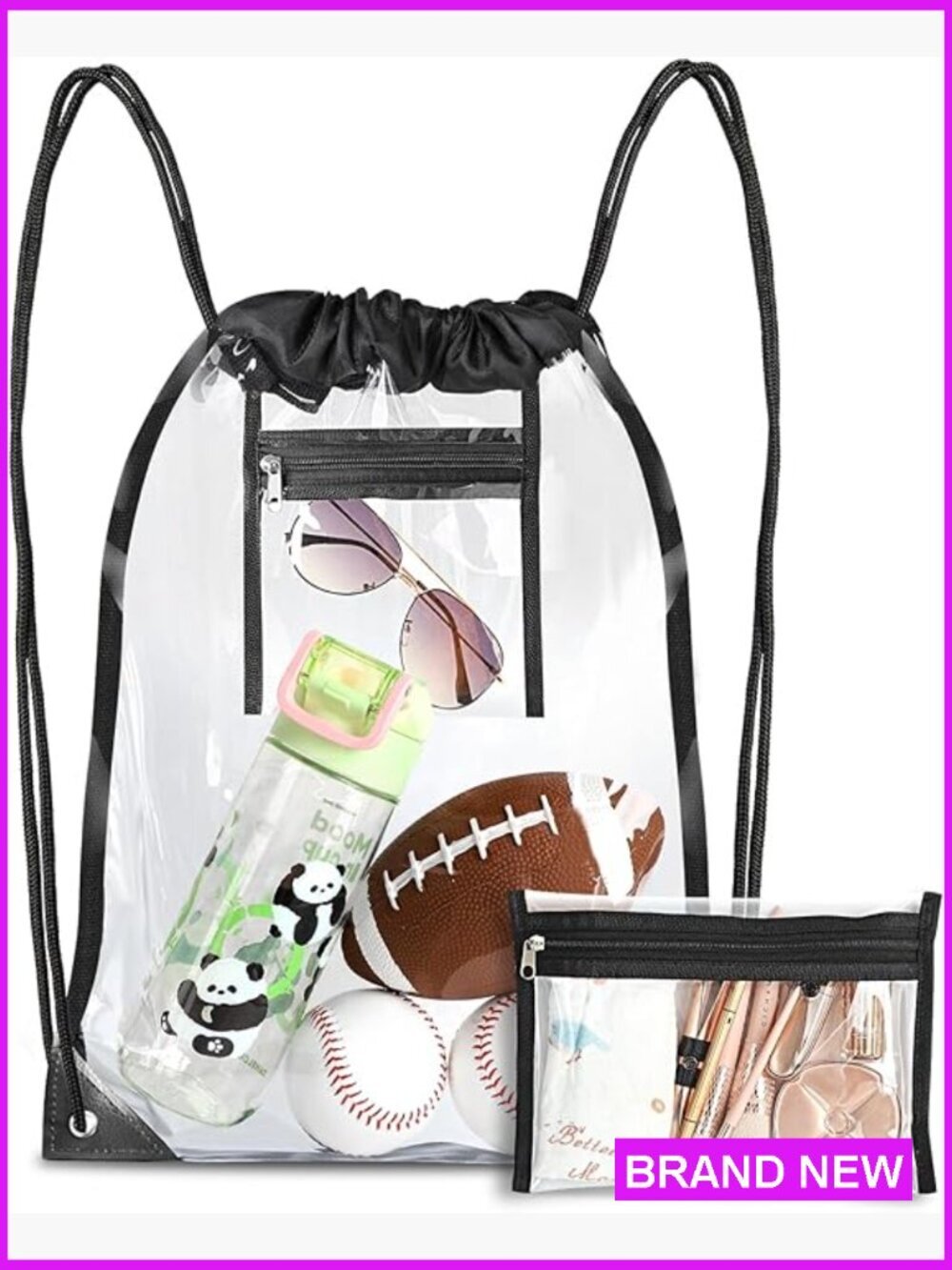 Clear Drawstring Backpack Stadium Approved Concert Travel Beach Gym Bag